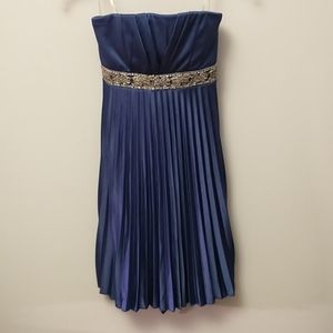 Blue empire waist strapless dress